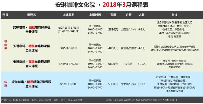 咖啡培训课程表
