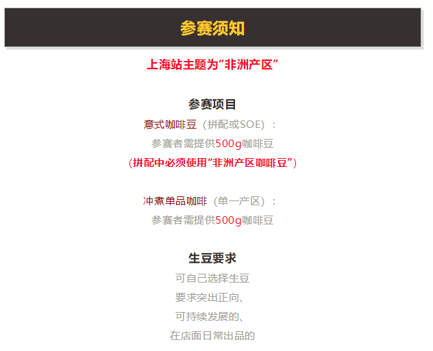 国际金牌咖啡大赛(简称IGCA)-大赛须知